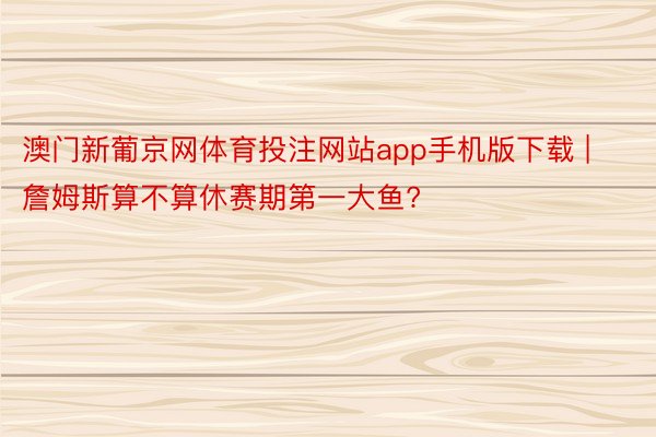 澳门新葡京网体育投注网站app手机版下载 | 詹姆斯算不算休赛期第一大鱼?