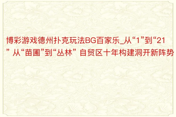 博彩游戏德州扑克玩法BG百家乐_从“1”到“21” 从“苗圃”到“丛林” 自贸区十年构建洞开新阵势